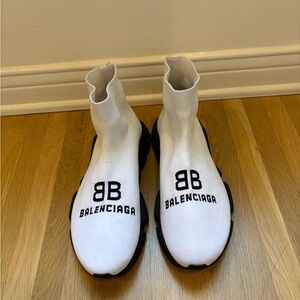 Balenciaga White and Black Sock Sneaker Trainers